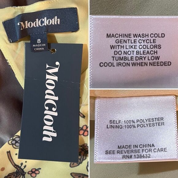 ModCloth You're Flowing Places Maxi Dress Light Yellow Floral Critters 8 NWT - Picture 11 of 12